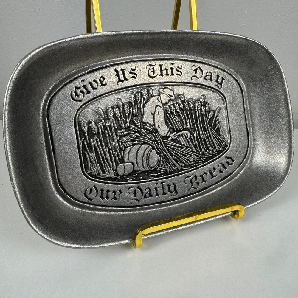 Wilton Armetale Give Us This Day Our Daily Bread Pewter Serving Tray Platter